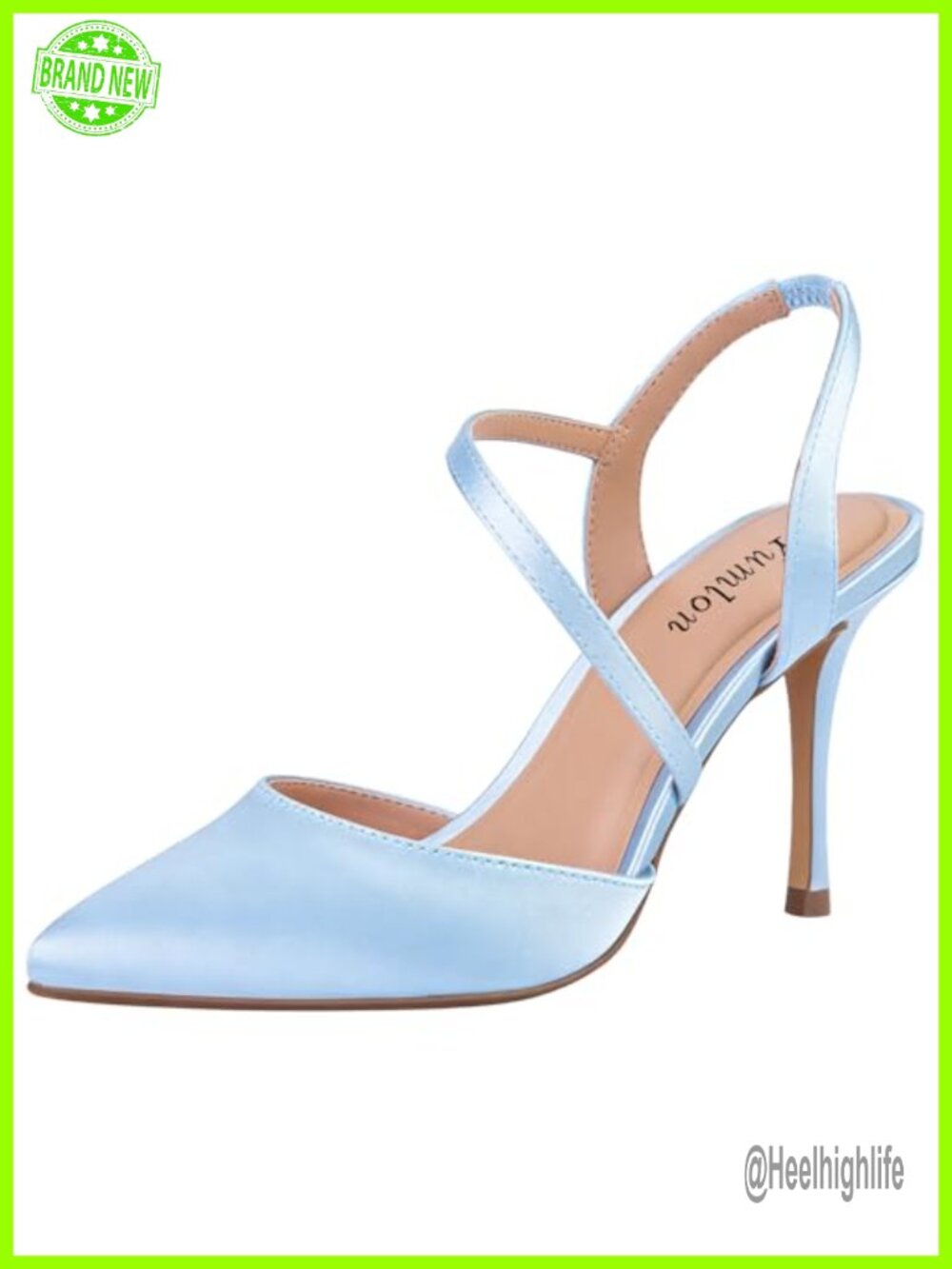 Slingback Stiletto Heels Pointed Toe Ankle Strap Satin Faux Leather Pumps